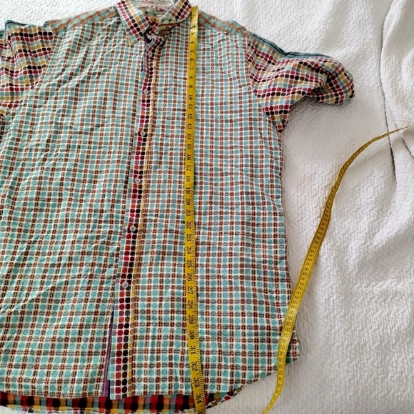 Robert Graham Short Sleeve Color Block Embroidered Shirt Sz Xl Tall - Picture 10 of 10